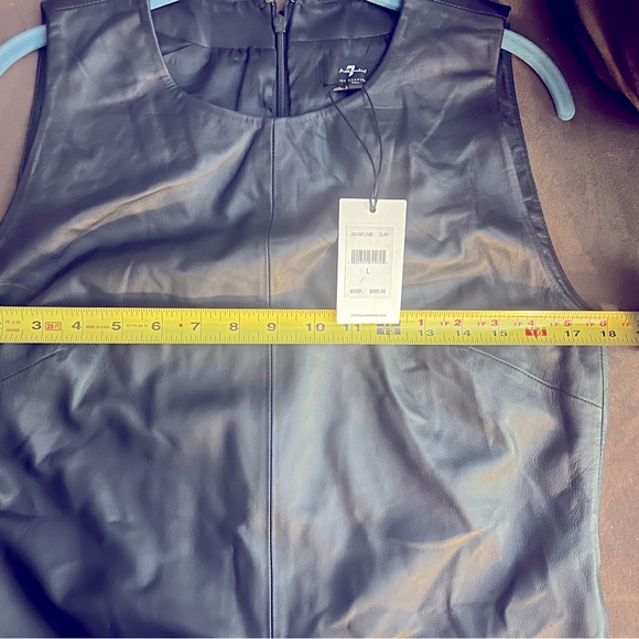 7For Mankind navy blue leather dress size large - Picture 5 of 8